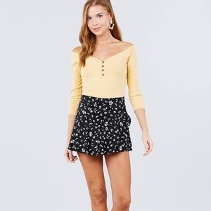 3/4 Short Sleeve Button Down Detail Top